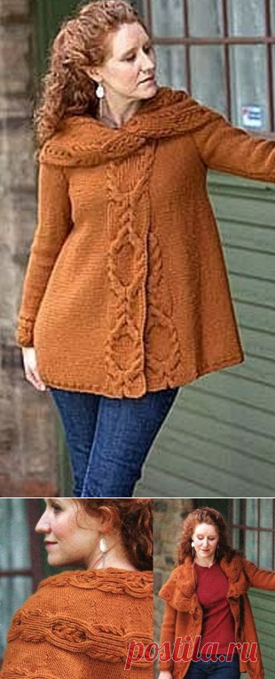 Свободное пальто спицами