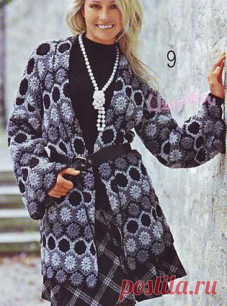 Кардиган из шестиугольников - Описание вязания, схемы вязания крючком и спицами | Узорчик.ру