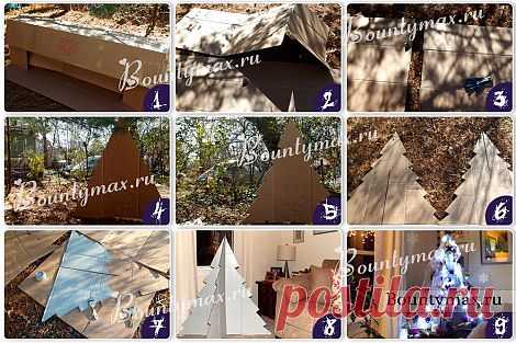 Красивая большая елка из картона.