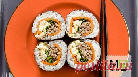 Хикинику футомаки (роллы с жареным мясом) - кулинарный рецепт. Миллион Меню