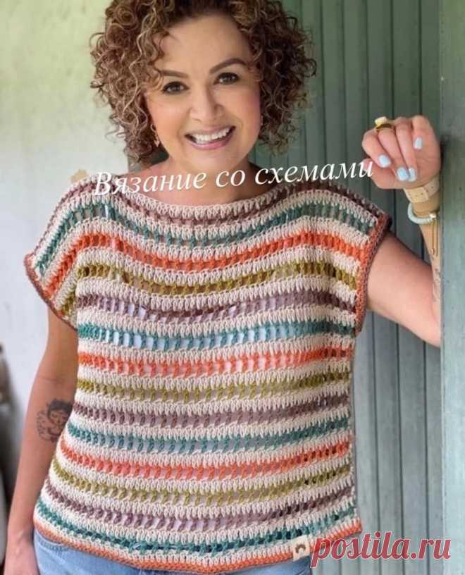 Яркий топ крючком. Схема узора. / knittingideas.ru