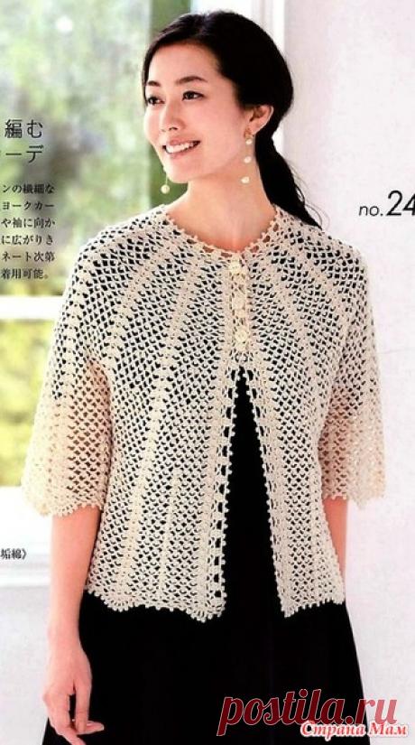 Ажурный жакет с круглой кокеткой. Крючок. - ВЯЗАНАЯ МОДА+ ДЛЯ НЕМОДЕЛЬНЫХ ДАМ - Страна Мам