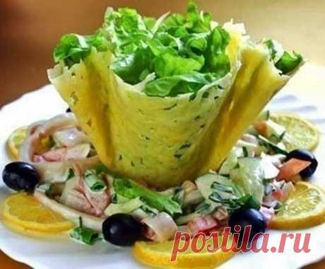 Сырные корзиночки с кальмарами
