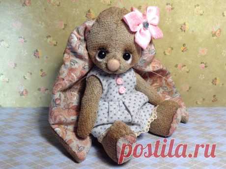 Grey Bunny Teddy. Teddy bear's friend. Collectible OOAK | Etsy