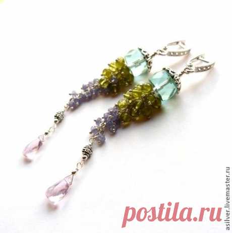Серьги-грозди из мелких бусин. Пошаговый мастер-класс - Ярмарка Мастеров - ручная работа, handmade