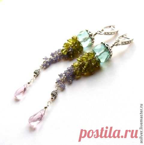 Серьги-грозди из мелких бусин. Пошаговый мастер-класс - Ярмарка Мастеров - ручная работа, handmade