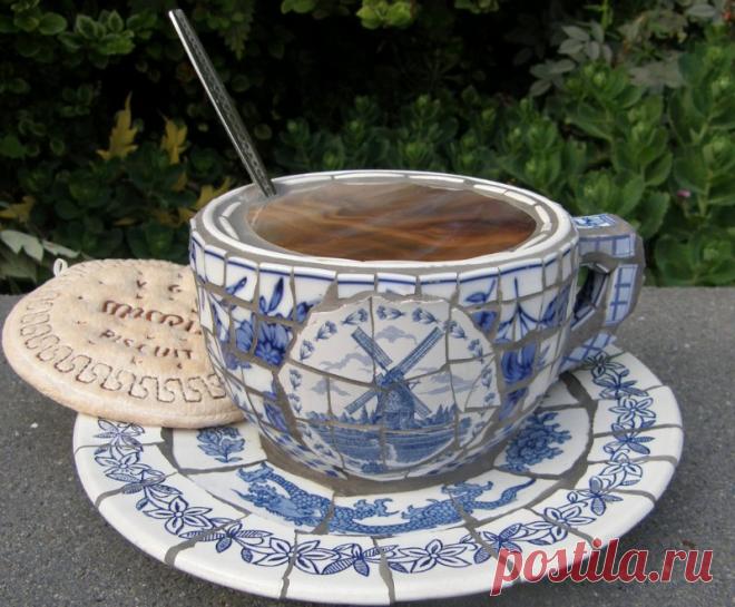 Мозаика своими руками и позитивная подборка садовой мозайки.