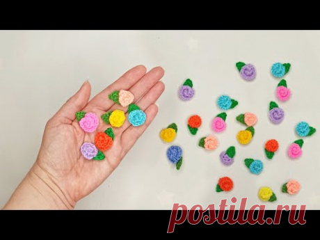 Это красотища🌹 Как вязать маленькие розочки крючком всего за 6 мин // Цветы амигуруми