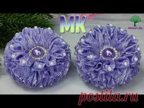 Блестящие пушистые бантики из парчи\Master diy  канзаши