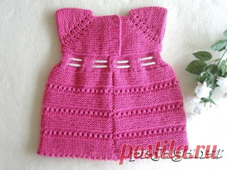 Платье спицами для новорожденной девочки