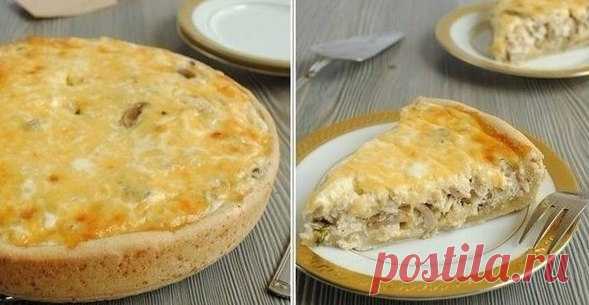 Лоранский пирог с курицей и грибами