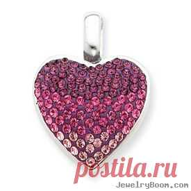 Sterling Silver CZ Ferido Style Heart Pendant (Heart & Flowers Charms)