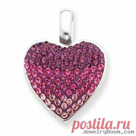 Sterling Silver CZ Ferido Style Heart Pendant (Heart &amp; Flowers Charms)
