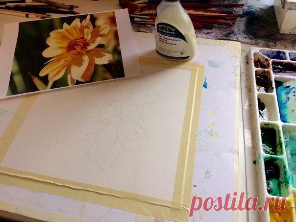 Акварельный цветок — Сделай сам, идеи для творчества - DIY Ideas