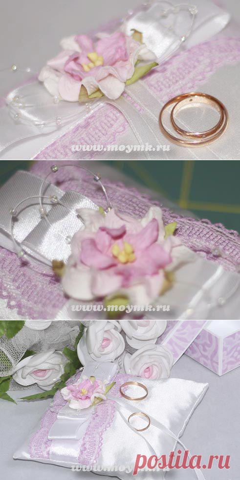 Романтично-нежная подушечка для колец своими руками
