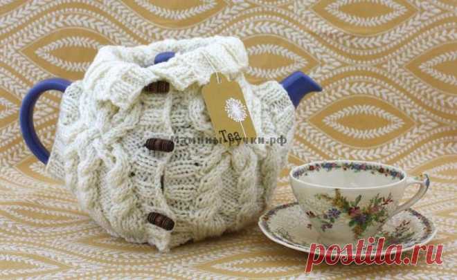 Вязаная спицами грелка-свитер на чайник (aran sweater tea) | Мамины-ручки.рф