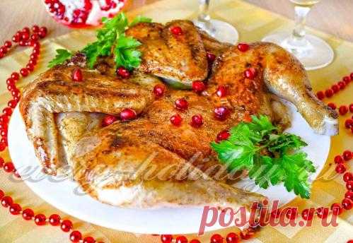 Цыплёнок табака, рецепт на сковороде под прессом