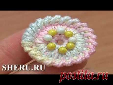 Crochet Round Button Pattern Free Урок 2 Вязаная пуговица