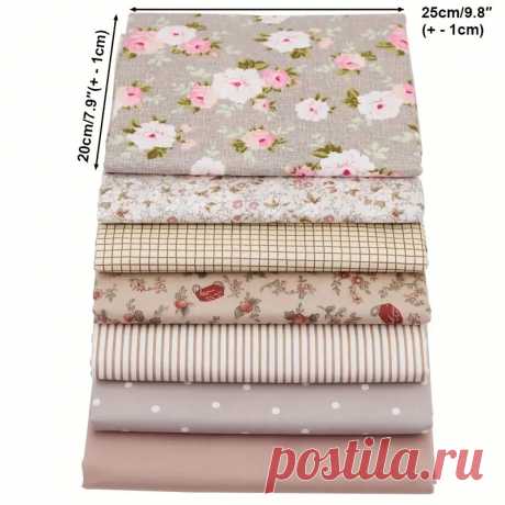7pcs/set vintage floral cotton fabric, assorted pre cut fabric bundle for diy handmade bow, clothing craft, doll clothes and diy sewing , 20*25cm – искусство, ремесла и шитье – Тему