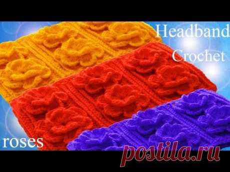 como tejer fácil a Crochet rosas en alto relieve 3D para vestidos blusas almohadones cojines