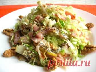 Салат «КРАСОТКА» без майонеза копченая курица,пекинская капуста,вкусно!  