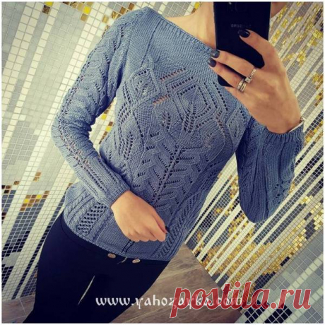 Красивый джемпер узором из кос