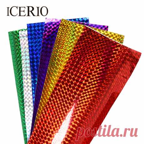 Icerio 6 шт. 10*20 см Голографическая клейкая Плёнки flash Клейкие ленты для приманки решений мушек materail металла Жесткий приманки мух Цвет Стикеры купить на AliExpress