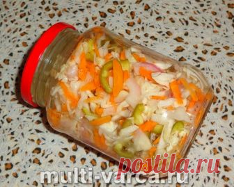 Салат из капусты на зиму с перцем, морковью и луком