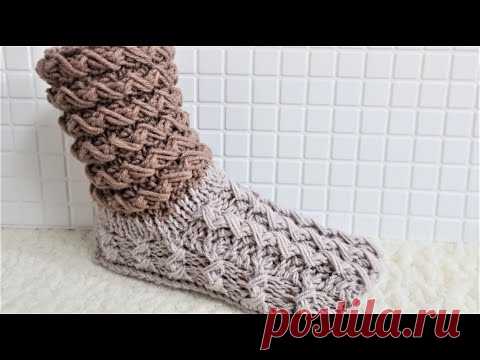 Следки ( сапожки)  на 2 спицах, без шва на подошве. Подробный мастер класс. Любимый Василек.
