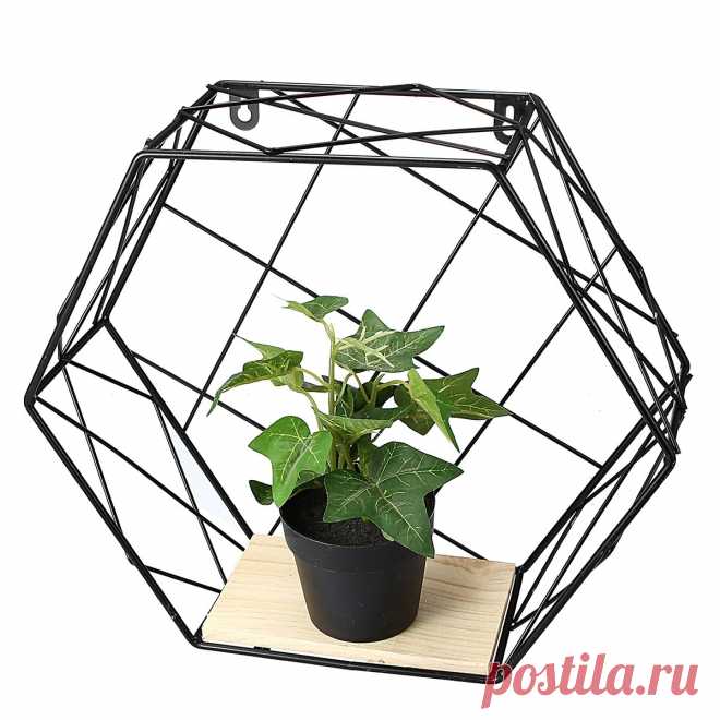 Nordic wooden wall mounted shelf grid iron hanging storage shelf floating rack plant holder bookshelf home office decor Sale - Banggood.com
