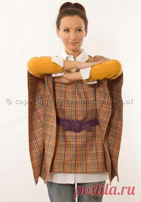 Интересная идея для любителей шитья — простая , но эффектная накидка… — Мир интересного