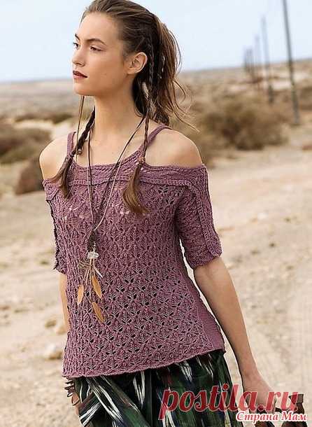 Ягодный топ с открытыми плечами. Спицы. - ВЯЗАНАЯ МОДА+ ДЛЯ НЕМОДЕЛЬНЫХ ДАМ - Страна Мам