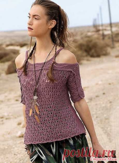 Ягодный топ с открытыми плечами. Спицы. - ВЯЗАНАЯ МОДА+ ДЛЯ НЕМОДЕЛЬНЫХ ДАМ - Страна Мам