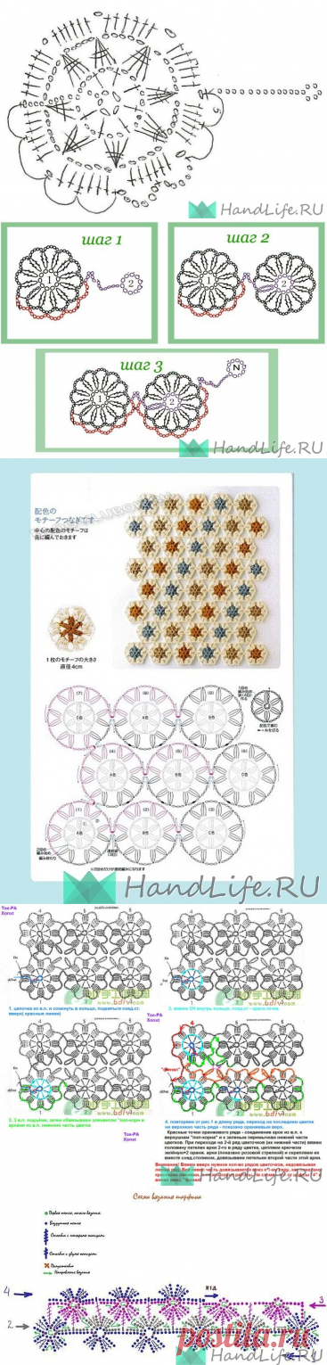 Схемы безотрывного вязания мотивов / Мое творчество - вязание