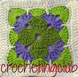 Трёхцветный бабушкин квадрат: фото МК. / knittingandcrochetingclub-club.blogspot.com.il
