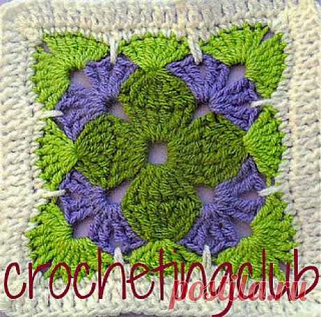 Трёхцветный бабушкин квадрат: фото МК. / knittingandcrochetingclub-club.blogspot.com.il