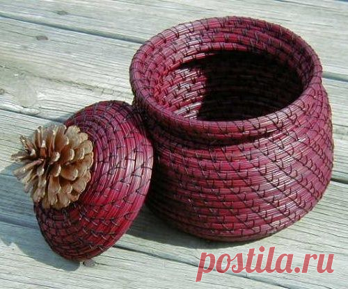Корзины и вазы из сосновых иголок (подборка, Diy)