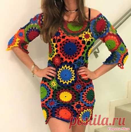 Цветотерапия: туника-платье из мотивов Outstanding crochet. Онлайн. - Вяжем вместе он-лайн - Страна Мам