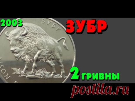 Зубр,  2 гривны, нейзильбер, 2003 год (Обзор монеты) - YouTube
