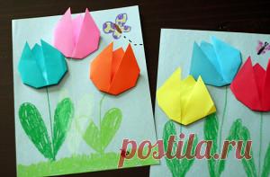 Тюльпаны - Поделки с детьми | Деткиподелки