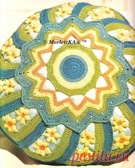 Вязание крючком - чехлы для круглых подушек