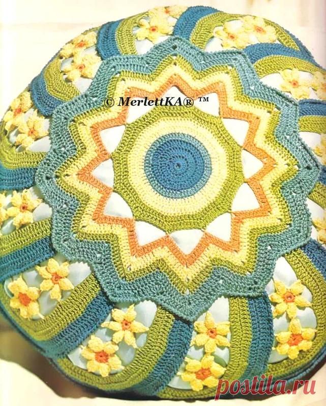 Вязание крючком - чехлы для круглых подушек