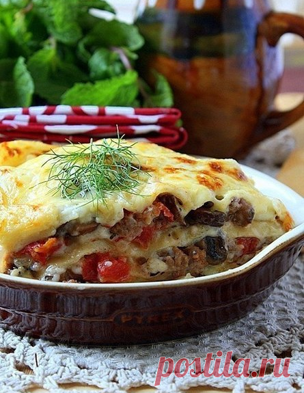 Готовим лазанью с мясом и грибами