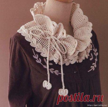 Крючком. Высокий воротник «Маркиза»