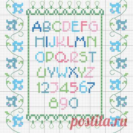 Zartes Blumen-Alphabet sticken - Entdecke zahlreiche kostenlose Charts zum Sticken! Zartes Alphabet mit Blumen - Entdecke hier dieses Motiv und zahlreiche weitere kostenlose Charts und Stickvorlagen zum Sticken.