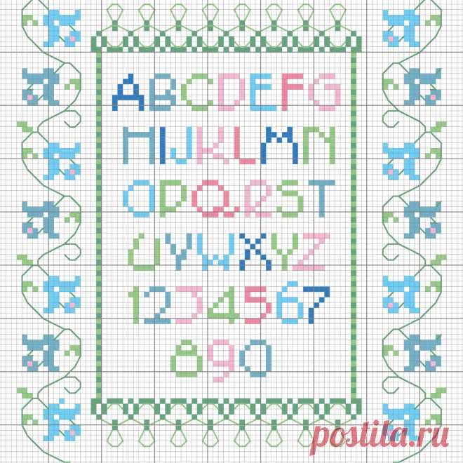 Zartes Blumen-Alphabet sticken - Entdecke zahlreiche kostenlose Charts zum Sticken! Zartes Alphabet mit Blumen - Entdecke hier dieses Motiv und zahlreiche weitere kostenlose Charts und Stickvorlagen zum Sticken.