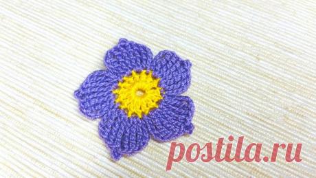 Мастер-класс по вязанию красивого цветка с 5 лепестками. | Повязули. Вязание крючком и вязание С2С. | Яндекс Дзен