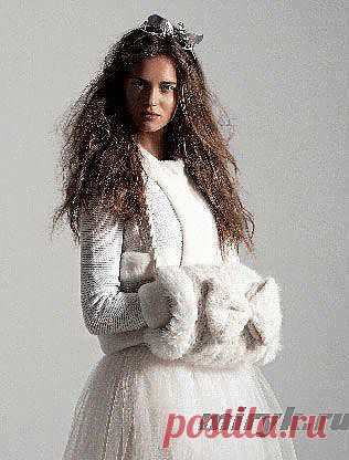 Вязанная муфта «Snejnaya Feya» с бантом.