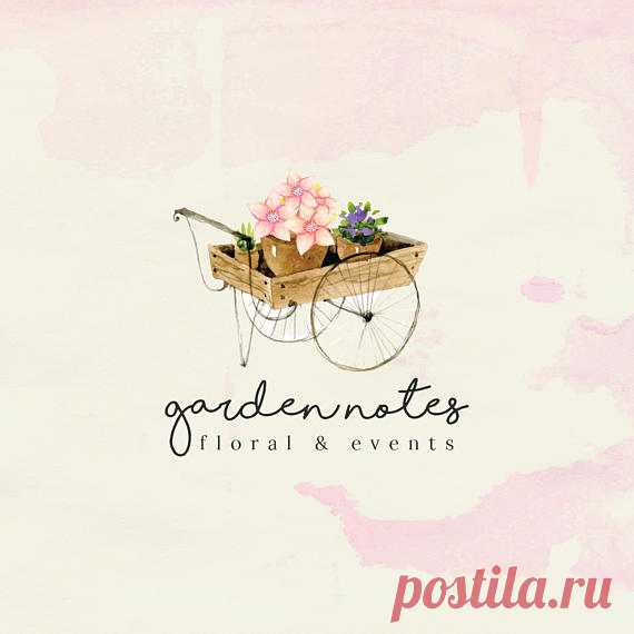 Floral Garden Events Pre-made Logo Design in pastel colors and hand-painted watercolor vintage style Floral Garden Events Pre-made Logo Design in pastel colors and hand-painted watercolor vintage style.  Suitable for designers, event planners, floral boutiques, bakery, make up artists and many other types of business. The listing includes the shown design on the preview in the following formats:  EPS ; PNG as well - with transparent background {the design only, without the...