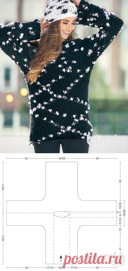 Черно-белый пуловер - схема вязания спицами. Вяжем Пуловеры на Verena.ru